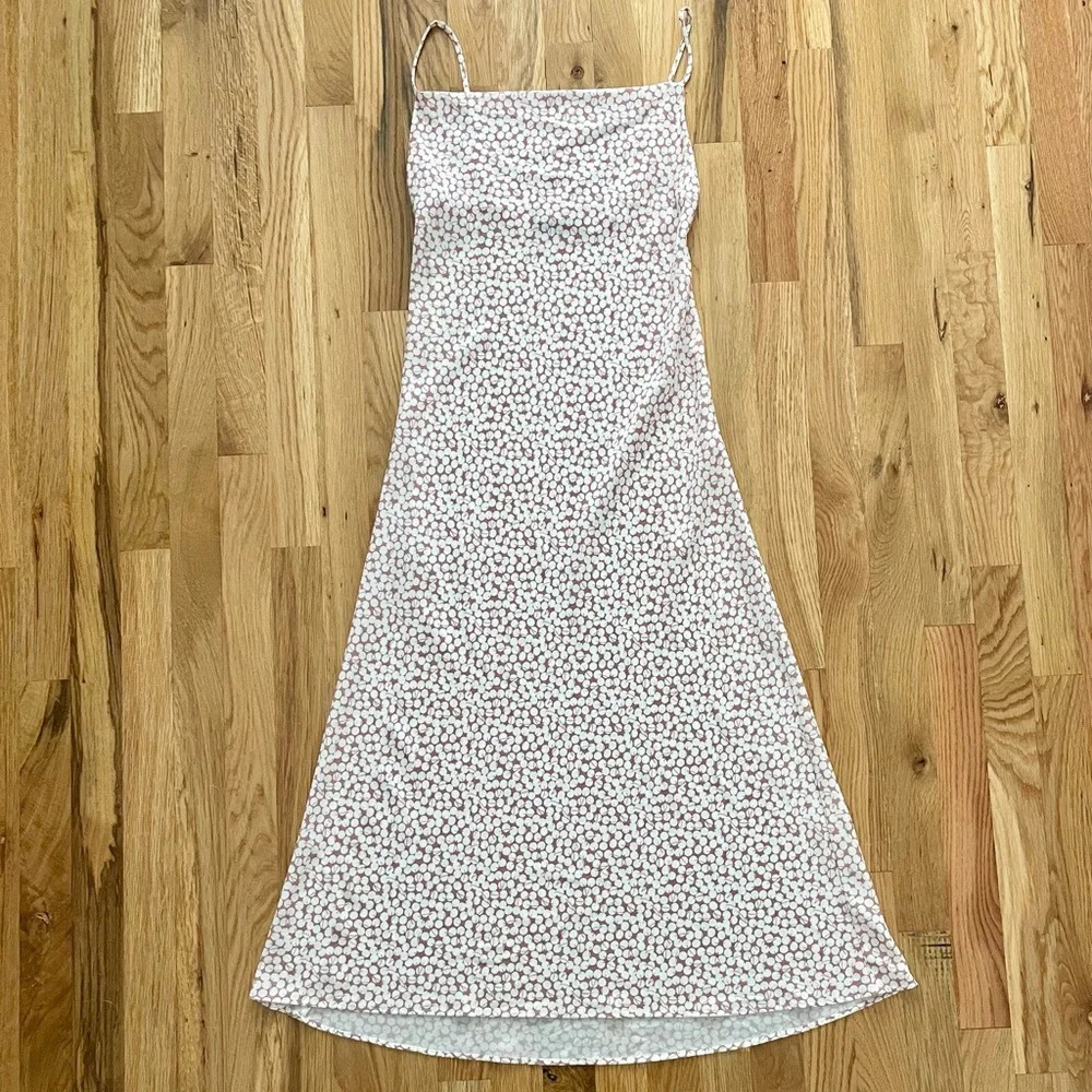 Endless Summer Berri Cherry White & Tan Cowl Neck spaghetti strap Slip Dress XS - Picture 2 of 8